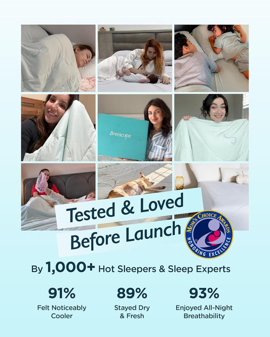 Breescape Cooling Comforter King Size - BlendTek™ Q-Max>0.46 Tech, Breathable Blanket for Hot Sleepers & Night Sweats Relief, Premium Lightweight Summer Bedding, 106x96 Inches, Misty Gray