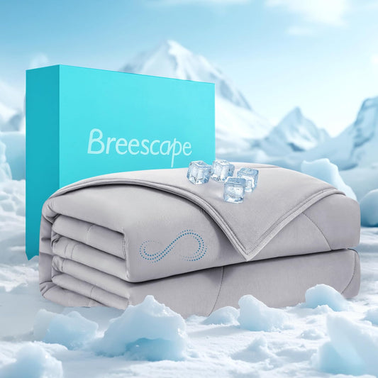 Breescape Cooling Comforter King Size - BlendTek™ Q-Max>0.46 Tech, Breathable Blanket for Hot Sleepers & Night Sweats Relief, Premium Lightweight Summer Bedding, 106x96 Inches, Misty Gray